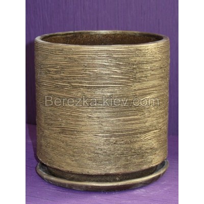 Горшок керамический цилиндр цвет - бронза